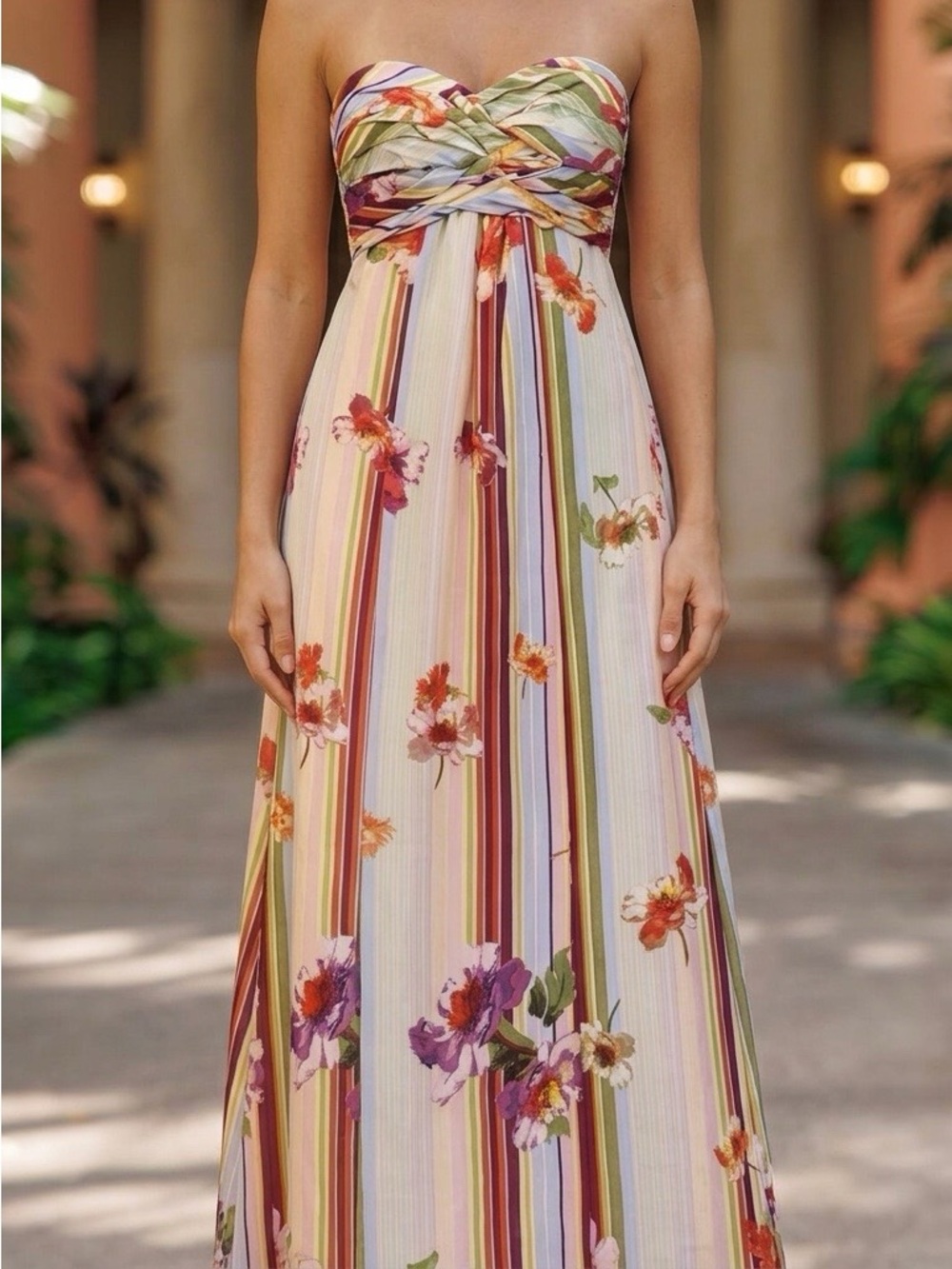 Ted Baker Floral Maxi Dress Size S White Multicolor